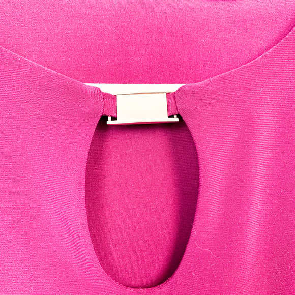 Nina Leonard Long Sleeve Hot Pink & Navy Blouse - Picture 3 of 9